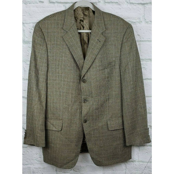 Joseph Abboud for Nordstrom Mens Sport Coat Size 41R Silk Wool Plaid Brown Multi - Picture 1 of 8